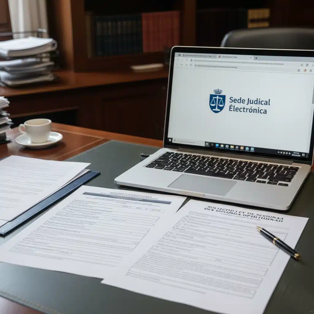 Portátil con la Sede Judicial Electrónica y formularios de l